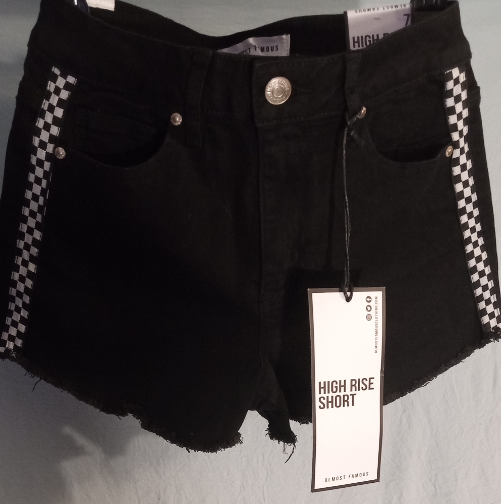 Almost Famous High Waist Black and White Checkered Shorts